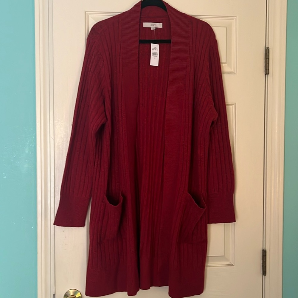 NWT XL long red loft  sweater